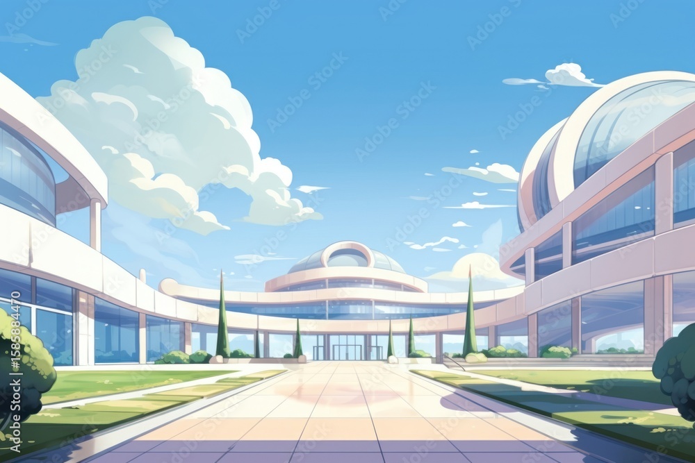Poster modern architecture architecture building plant.