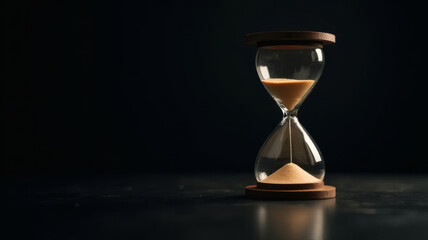 Hourglass on Dark Background, Time Concept, Countdown Symbol