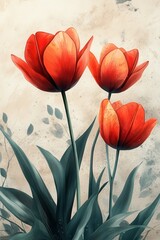 Three tulips in soft light