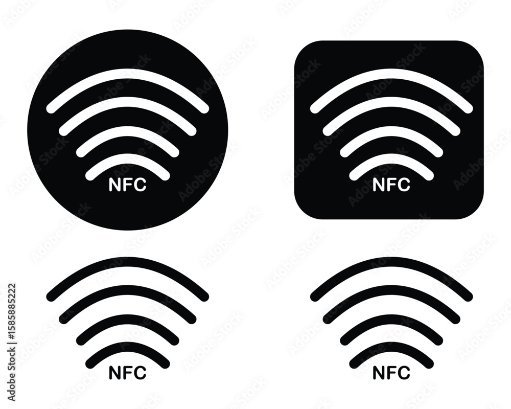 Poster nfc thin line icon set. nfc payments icon for mobile app. simple outline flat vector, icon isolated 