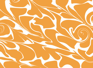  Abstract orange and white marbled swirl pattern with a fluid, retro aesthetic. Perfect for backgrounds, textiles, packaging, or vintage-inspired creative projects.