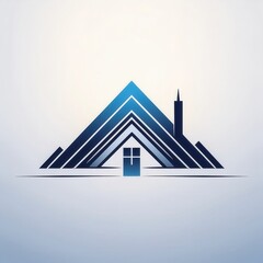 Minimalist logo for construction company featuring a house design with geometric shapes and clean lines