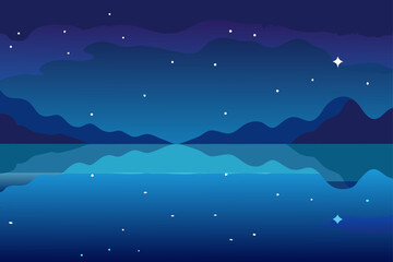 night landscape with moon