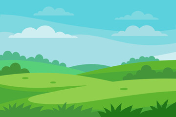 Obraz premium landscape with green grass and blue sky