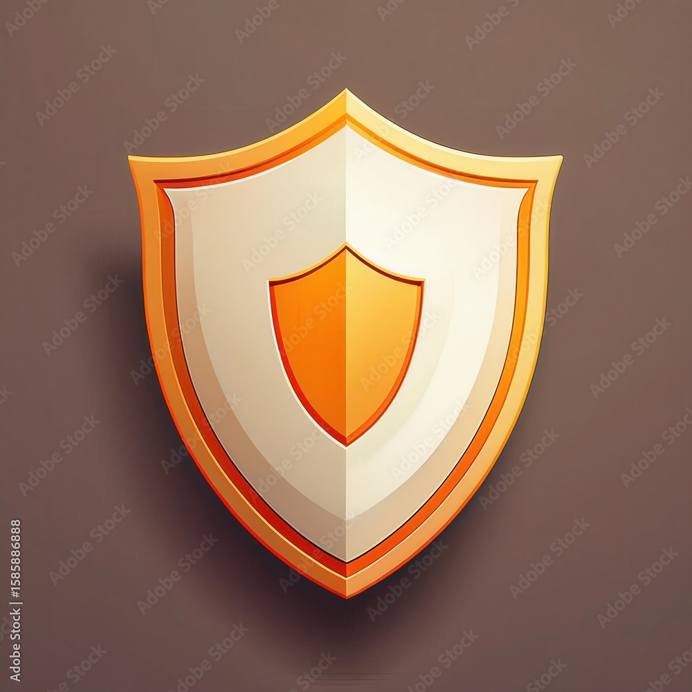 Poster design of a firefly shield icon featuring a soft pastel orange border with a vibrant color scheme