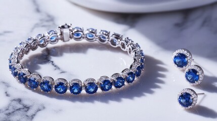 Sapphire bracelet and earrings set