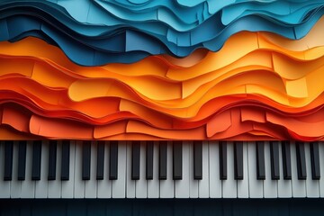 Abstract piano keys with wavy colors
