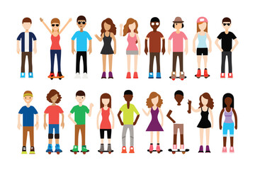 Diverse Collection of People: A vibrant collection of people illustrations, showcasing diversity in appearances, poses, and clothing, perfect for representing a wide range of personalities and styles.