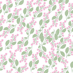 coquette seamless pink flowers pattern. Delicate petals and vibrant blossoms create an artistic and vintage botanical illustration. pastel flower seamless pattern