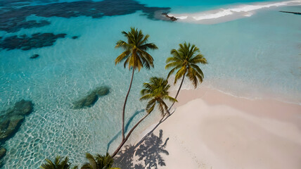 tropical beach with palm trees