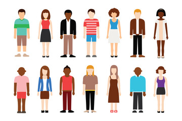 Diverse People Icons: A collection of diverse flat-style icons representing various ethnicities and genders, perfect for website design, presentations or app interfaces. 
