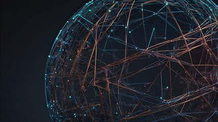 Abstract Wireframe Globe with Digital Connections – Futuristic Network, Technology, and Data Visualization Concept