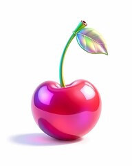 Glazed iridescent cherry isolated on white background 
