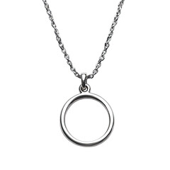 Simple silver circle pendant necklace on a twisted chain.  The pendant is smooth and minimalist