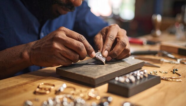 Artisan Crafting Jewelry In Workshop