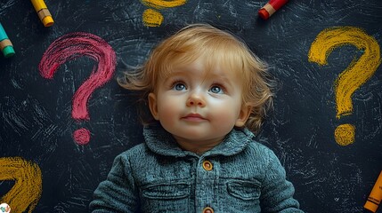 Inquisitive baby exploring the world with crayons