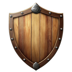Fototapeta premium Wooden shield board isolated on transparent background