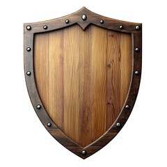 Wooden shield board isolated on transparent background