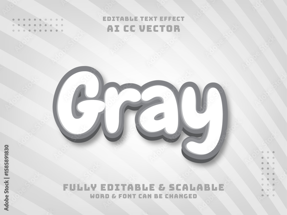 Poster gray 3d text effect - fully editable and scalable vector