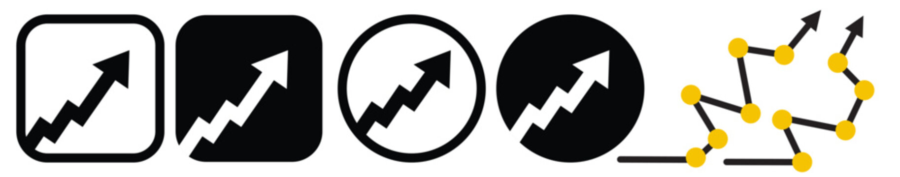 Arrow up graph. Zig zag trand symbol. Zig-zag grow, rise sign in vector flat style. Vector illustration.