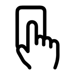 Obraz premium Simple Line Art Finger Pushing Square Button Pressing Interface Icon