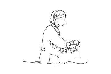 Medical concept. Single line draw design. Vector graphic illustration