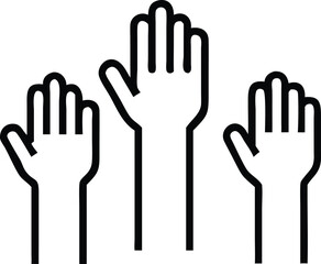 Fototapeta premium Raised hands illustration with a simple black line art design