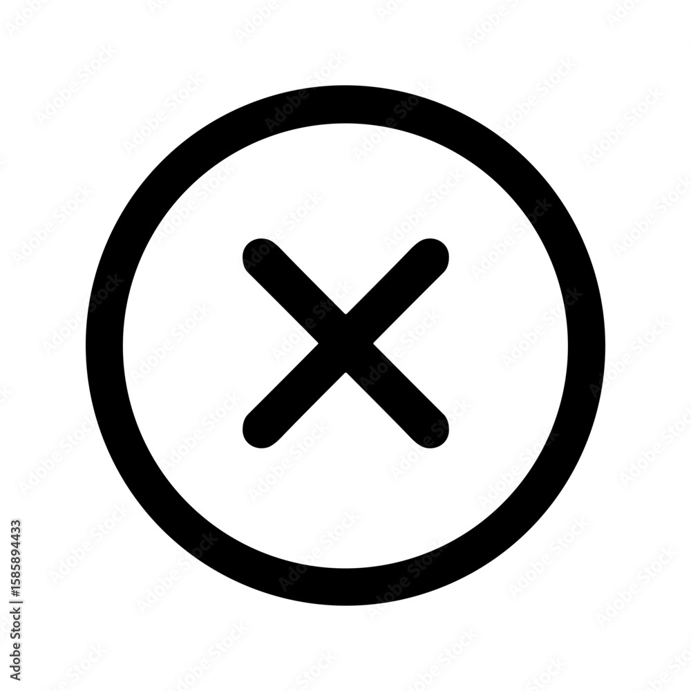 Poster simple outline rounded circle cross mark wrong sign symbol icon
