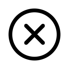 Fototapeta premium Simple Outline Rounded Circle Cross Mark Wrong Sign Symbol Icon