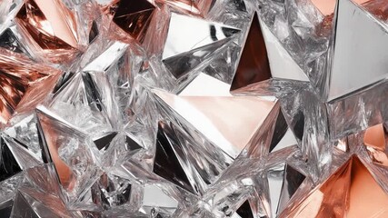 Abstract geometric design with rose gold and silver facets - Powered by Adobe