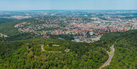 Stuttgart und Monte Scherbelino Luftaufnahme Panorama (Birkenkopf)
