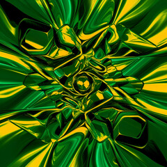 abstract green background with yellow flowers
