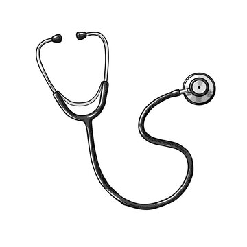 Stethoscope on white background in minimalist design  