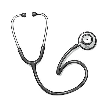Stethoscope in black color on a white background  