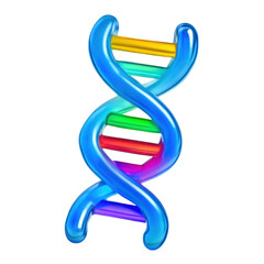 Translucent 3D DNA Icon with Rainbow Colors on Transparent Background Depicting Scientific Concept in Modern Style