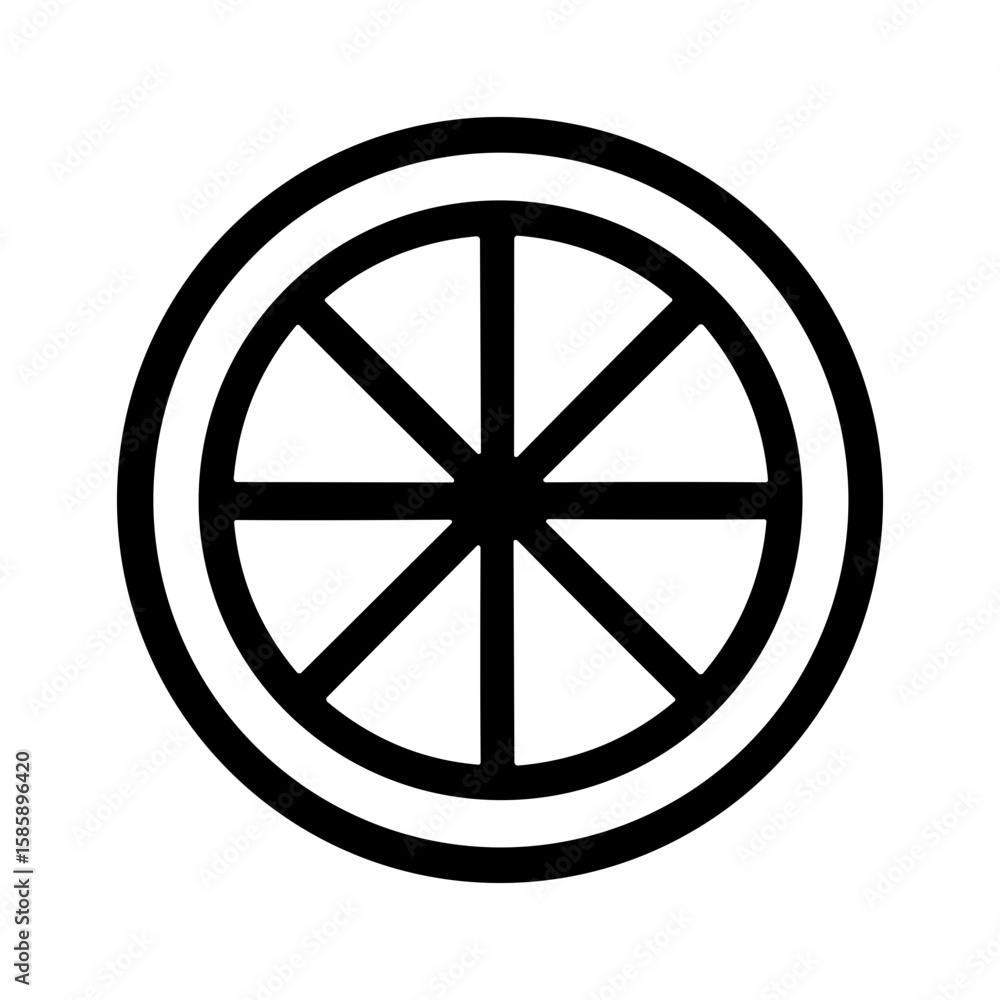 Poster simple outline circle geometric shape with slice inside icon element
