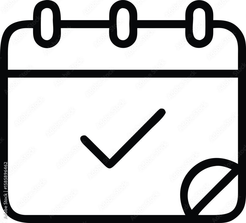 Poster reminder calendar icon with checkmark and restricted symbol in simple outline style
