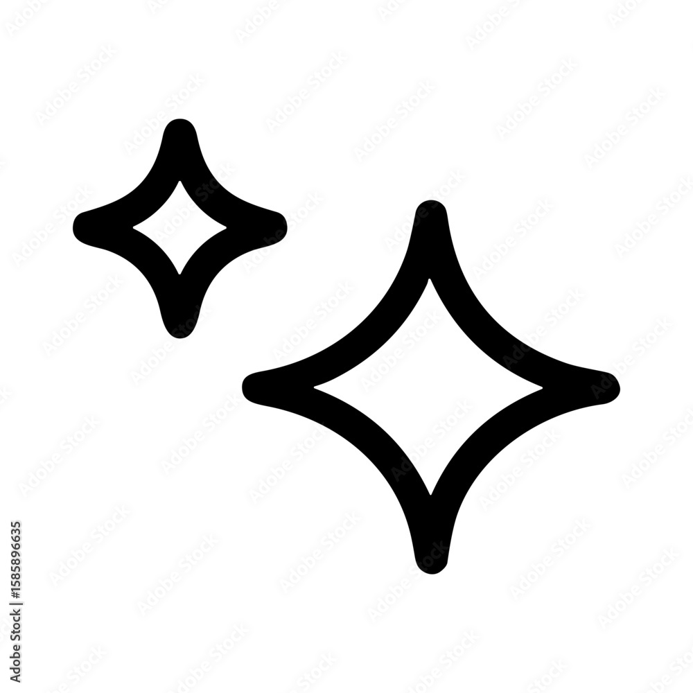 Poster simple outline style sparkle light star icon celestial element