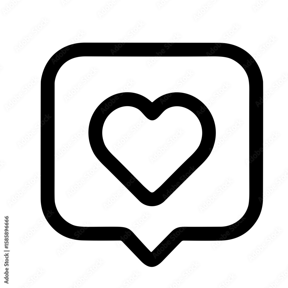 Poster simple line art heart in rounded square shape icon design