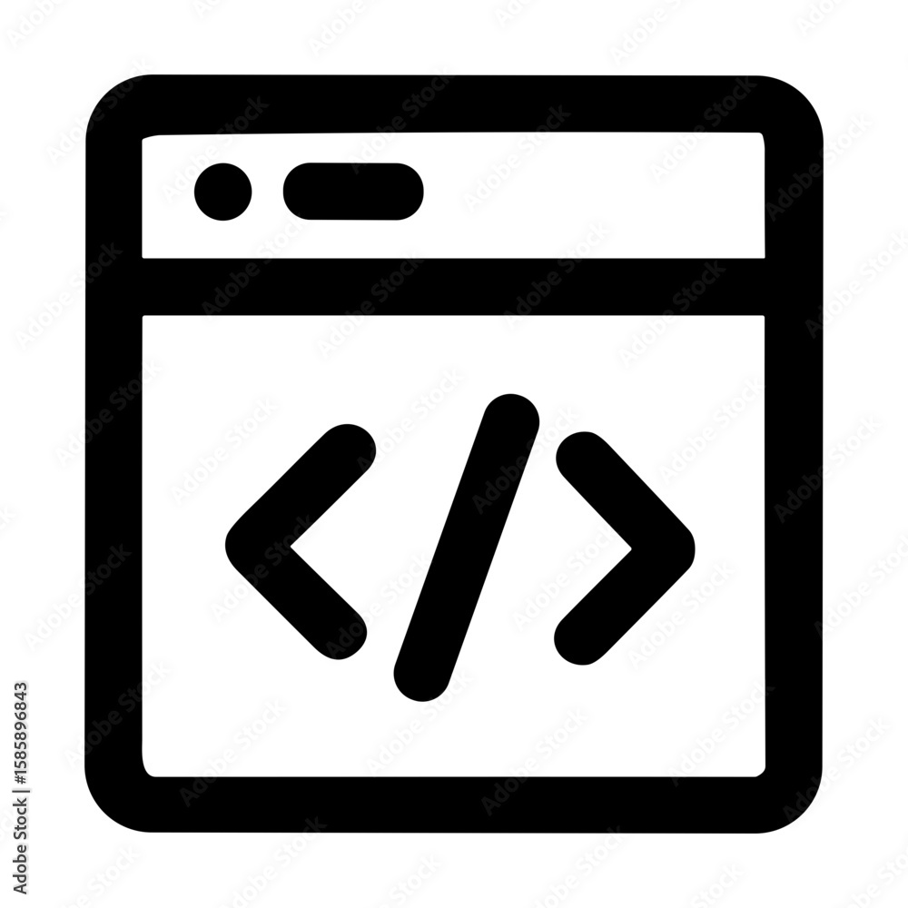 Poster bold outline program code sign for web development icon design