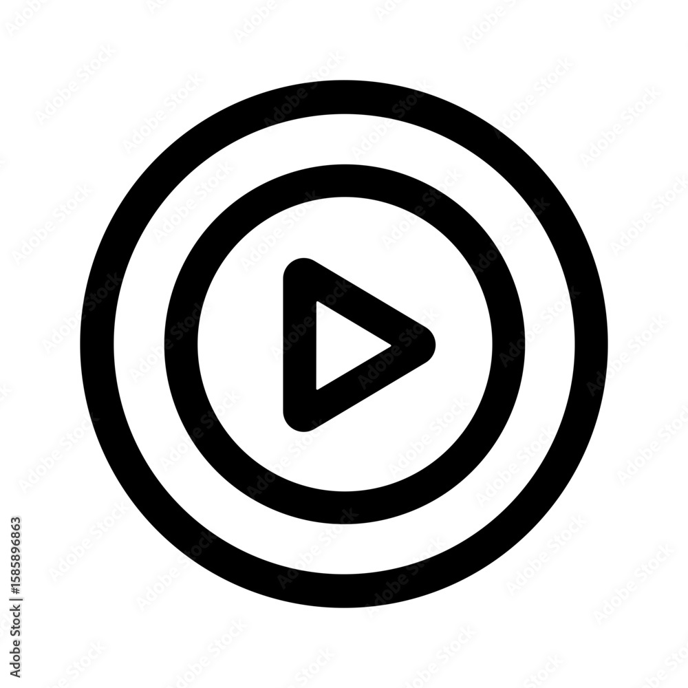 Poster minimalist thin line circle play button media control interface icon