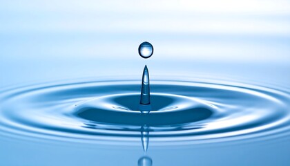 A water droplet impacting a still surface, creating ripples
