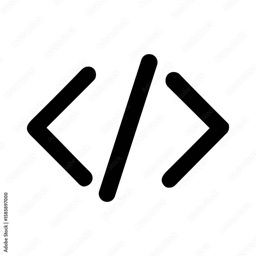 Aufkleber simple line art programming code tag icon, symbol of development process