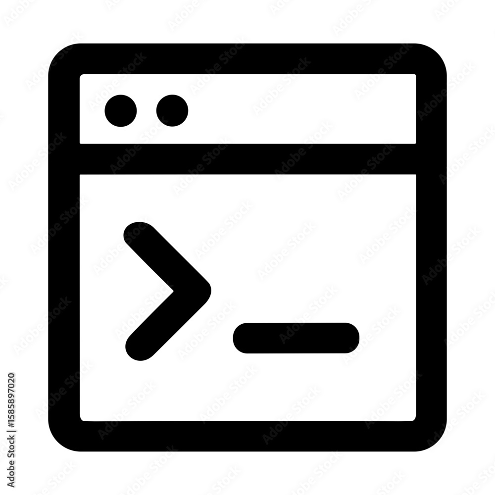Poster black and white outline simple coding terminal window software icon