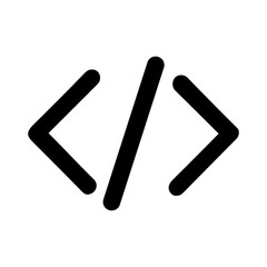 Obraz premium Simple Line Art Programming Code Tag Icon, Symbol of Development Process