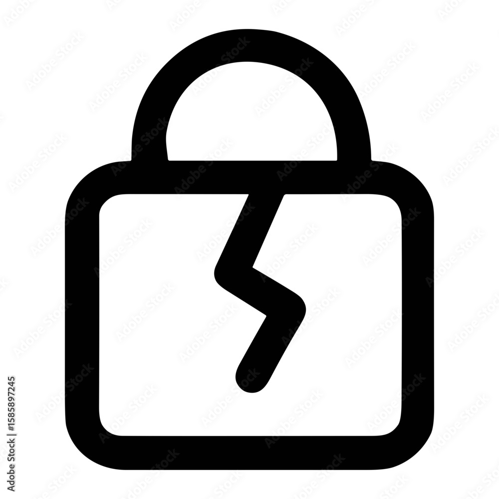 Aufkleber outline simple broken padlock security system shape icon symbol