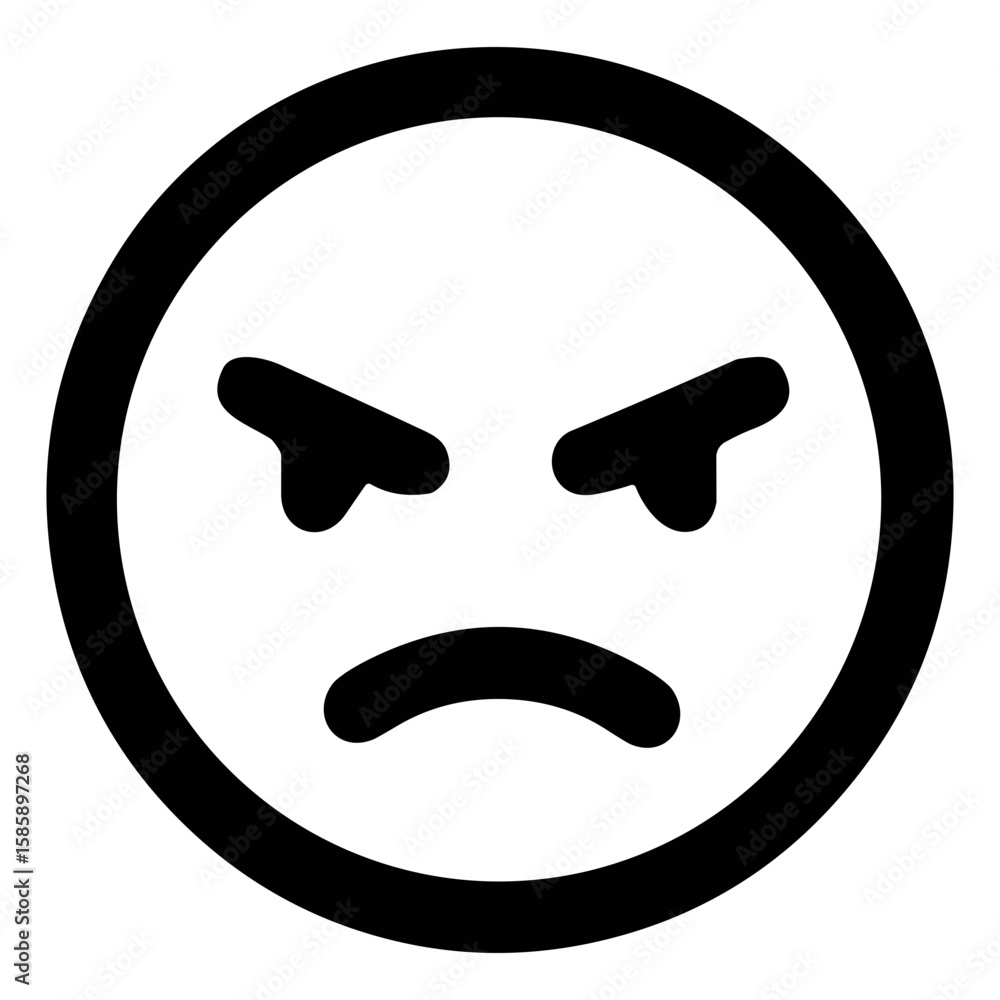 Poster minimalist line art angry face circle shape expression icon symbol