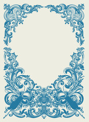 Vintage Baroque Victorian frame border flower pattern vector floral engraved scroll ornament leaf retro decorative design. filigree calligraphic heraldic shield swirl