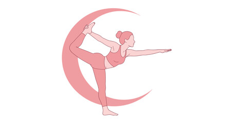Graceful Woman in a Balancing Yoga Pose, Crescent Moon Style