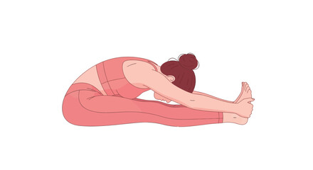Woman in a Forward Fold Yoga Pose, Pink Athletic Outfit